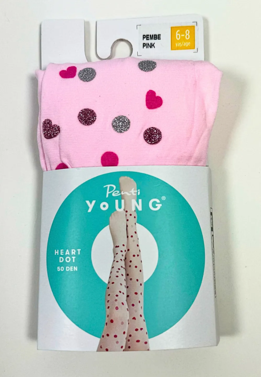 Dres fetițe Penti Young ,,Heart Dot'' 50 Den-mat, opac, roz - 1