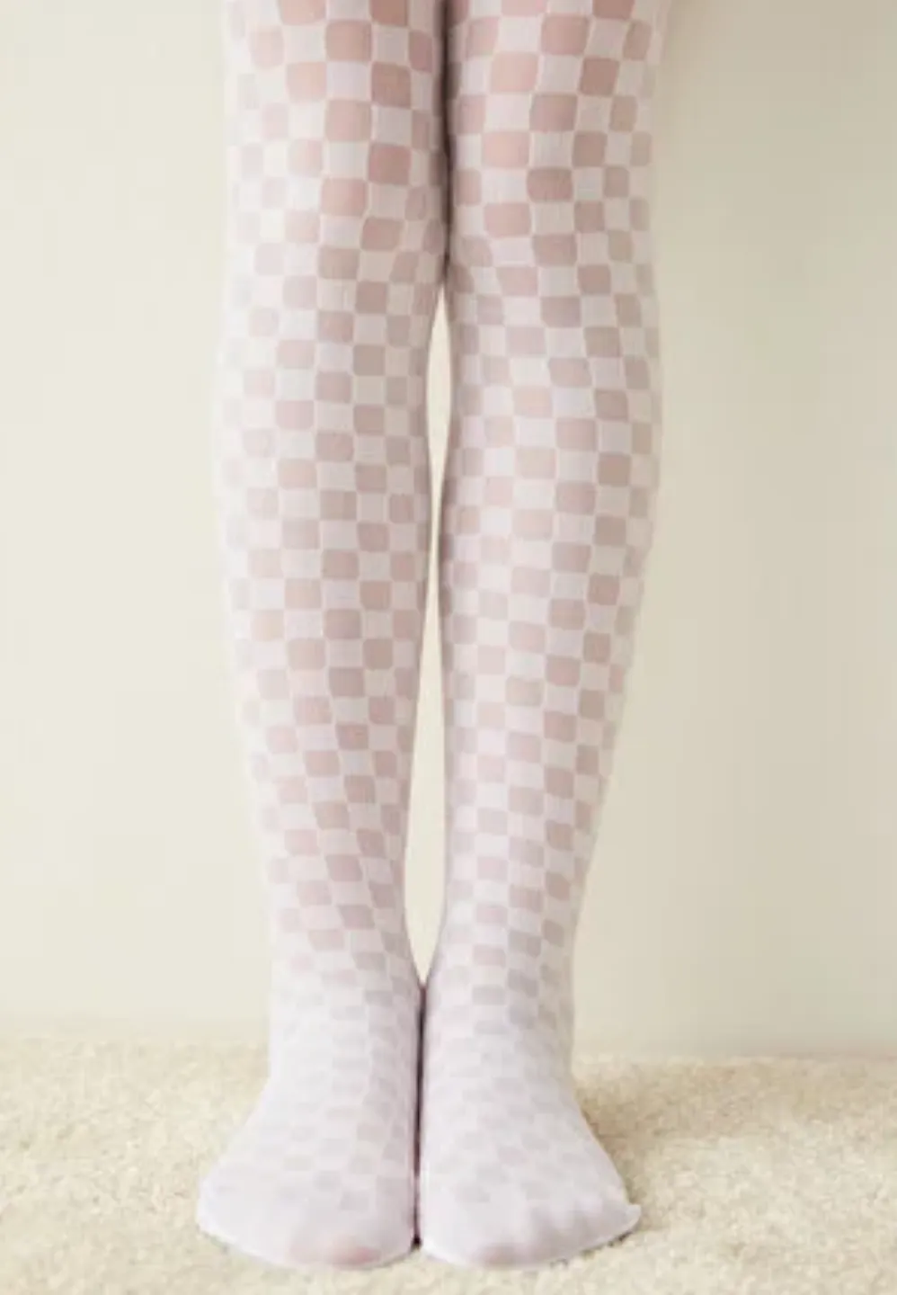 Dres fetițe Penti Young „Little Dama”, 30 den- mat, imprimeu carouri, alb - 1