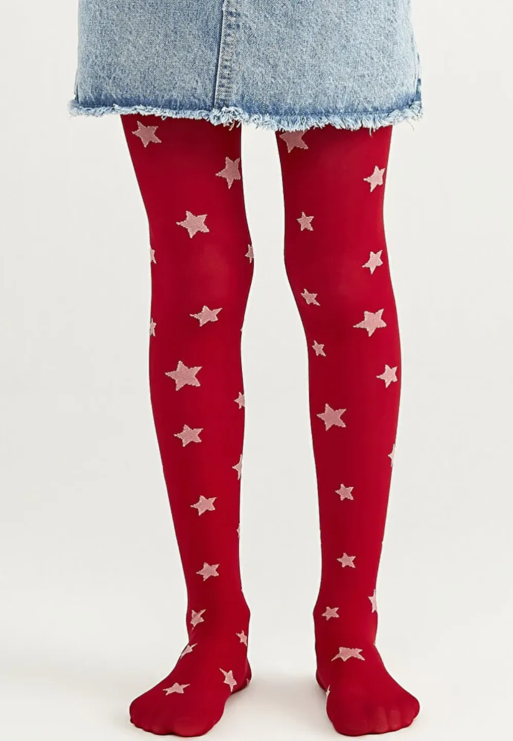 Dres fetițe Penti Young „Little Star", 30 den- mat, imprimeu steluțe, rosu - 1