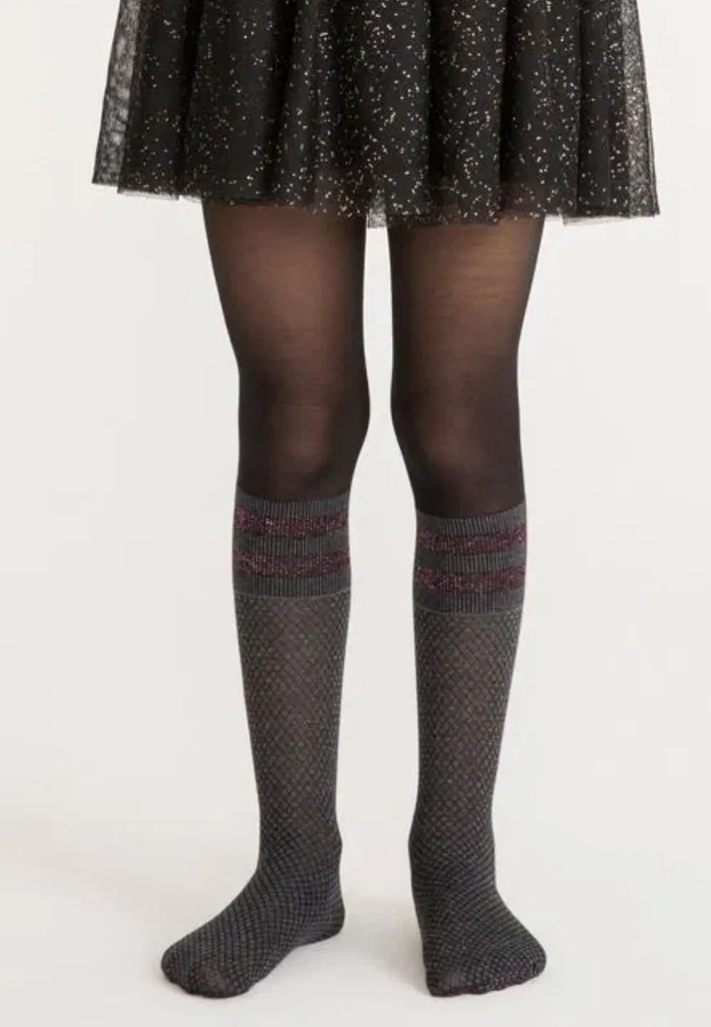 Dres fetițe Penti Young ,,Shine Stripe'', 30 den- inserții sclipici, gri - 1