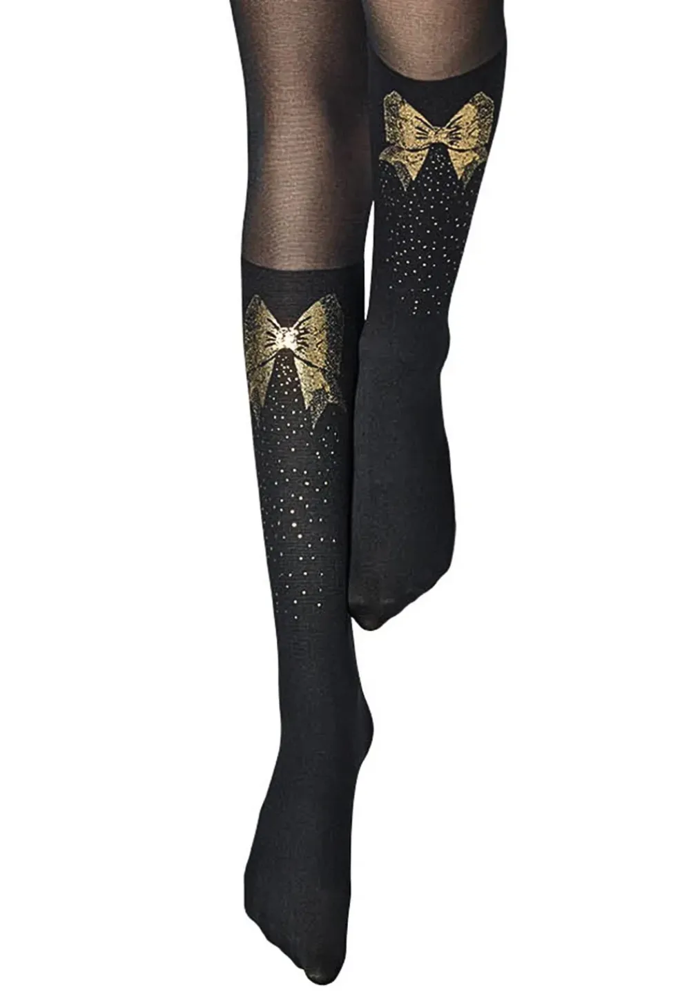 Dres fetițe Penti Young ,,Shine Bow" 30 DEN- imprimeu fundiță, culoare negru - 1