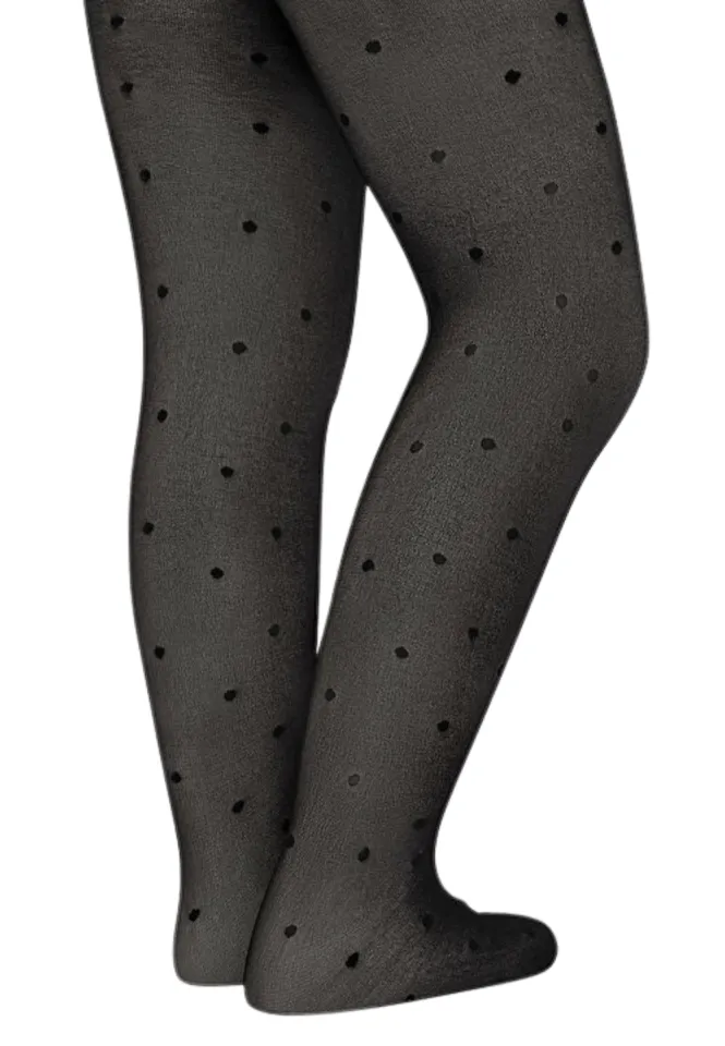 Dres fetițe Penti Young ,,Stil'', 20 den- mat, imprimeu buline, negru