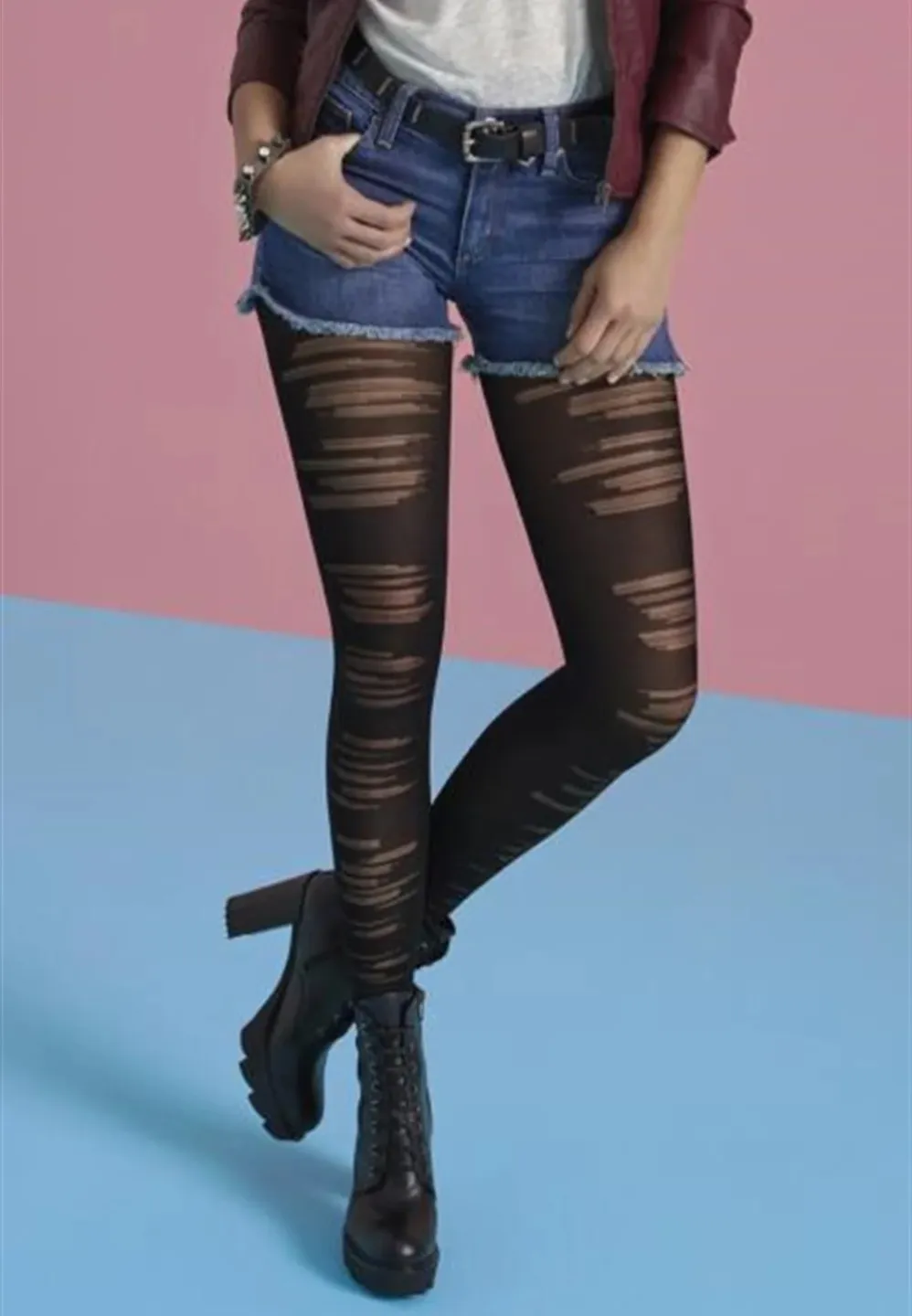 Dres Penti Lovely ,,Slash'' 60 DEN – Efect Franjurat, Culoare negru - 1