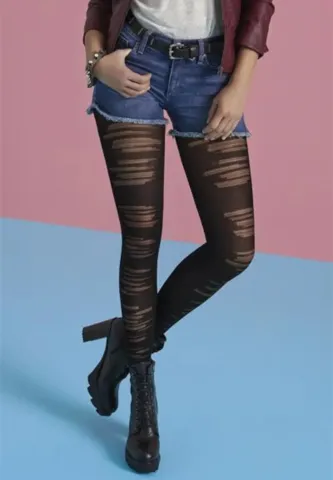 Dres Penti Lovely ,,Slash'' 60 DEN – Efect Franjurat, Culoare negru