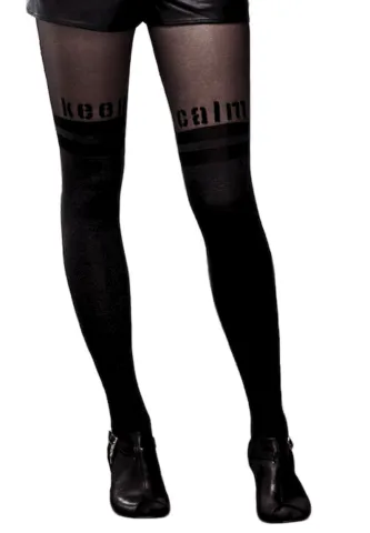 Dres Penti Lovely 40 DEN – Imprimeu ,,Keep Calm'', culoare negru