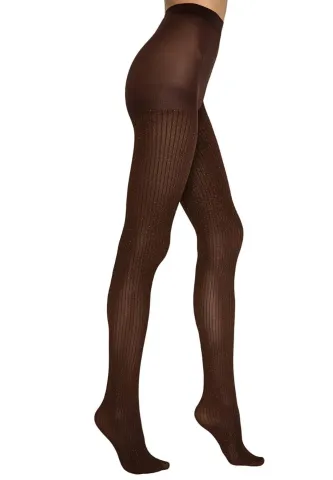 Dres Penti Lovely 70 DEN – Imprimeu ,,Shiny Rib'', culoare maro