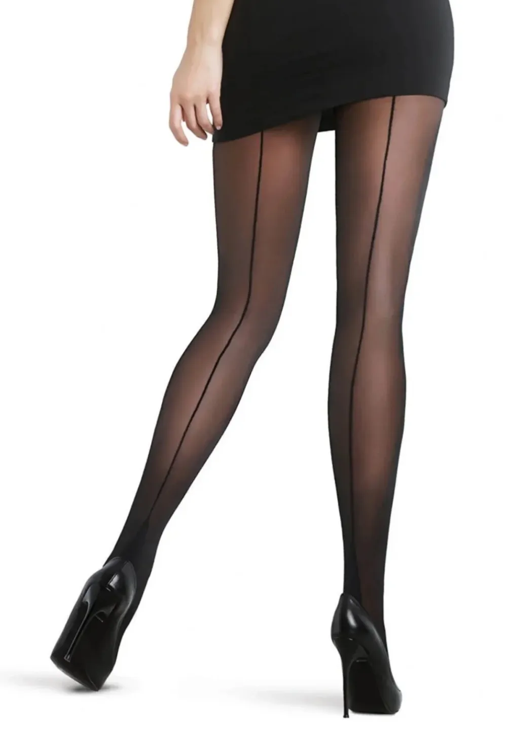 Dres Penti ,,Nostalji'' 20 DEN – cu dungă, mat și transparent,  culoare negru - 1