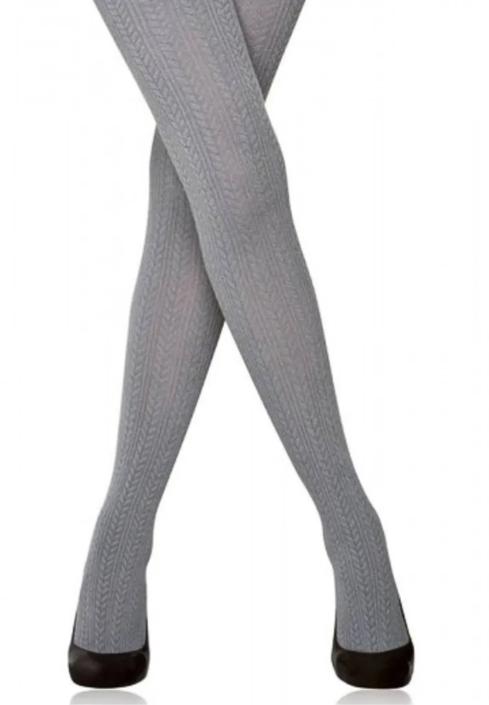 Dres Penti „Perla” 180 DEN- Bumbac, imprimeu croșetat, gri - 1