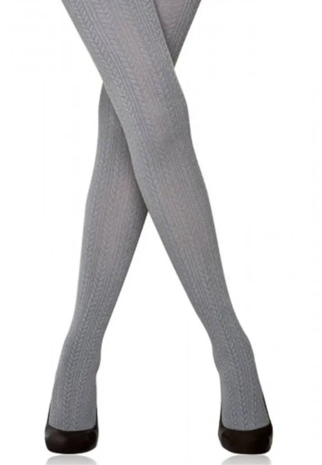 Dres Penti „Perla” 180 DEN- Bumbac, imprimeu croșetat, gri