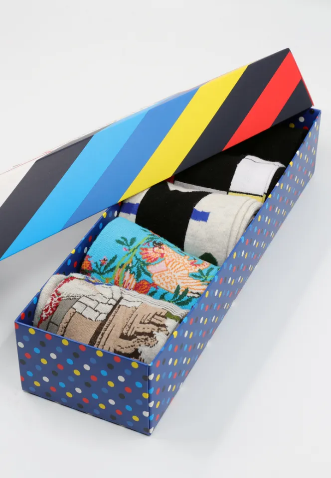 Set 5 Perechi Șosete Bărbați Serena – Multicolore, cu Imprimeuri Vesele, în Cutie Cadou