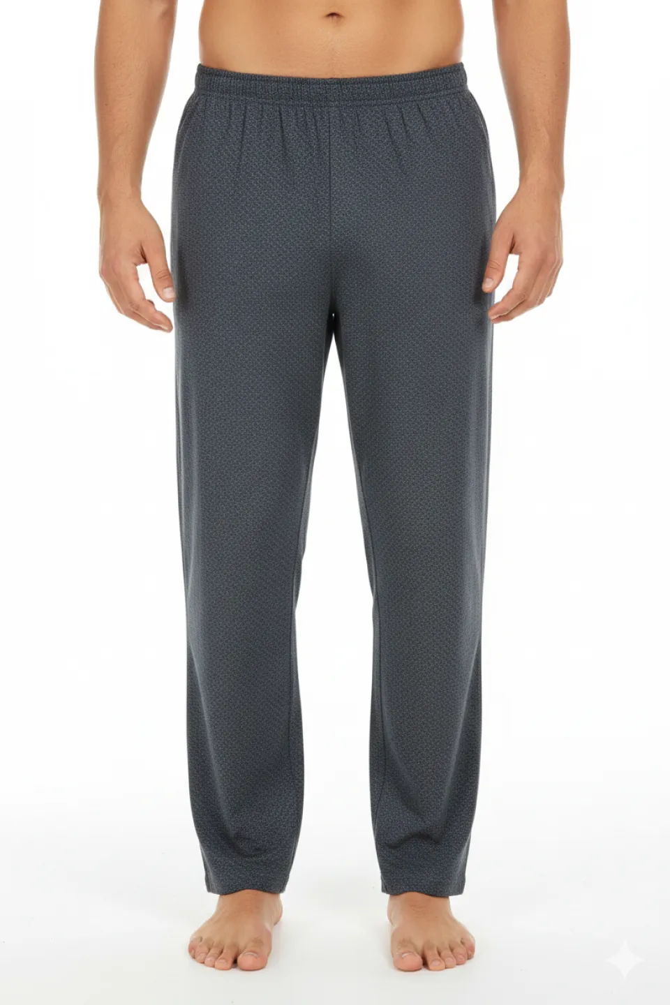 Pantaloni lungi de pijama bărbătești cu elastic în talie, culoare bleumarin - 1