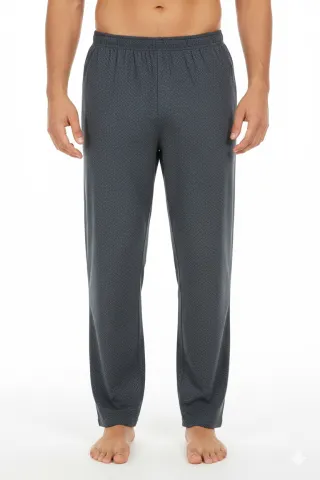 Pantaloni lungi de pijama bărbătești cu elastic în talie, culoare bleumarin