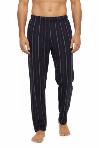 Pantaloni lungi de pijama bărbătești cu elastic în talie, culoare negru,  imprimeu dungi