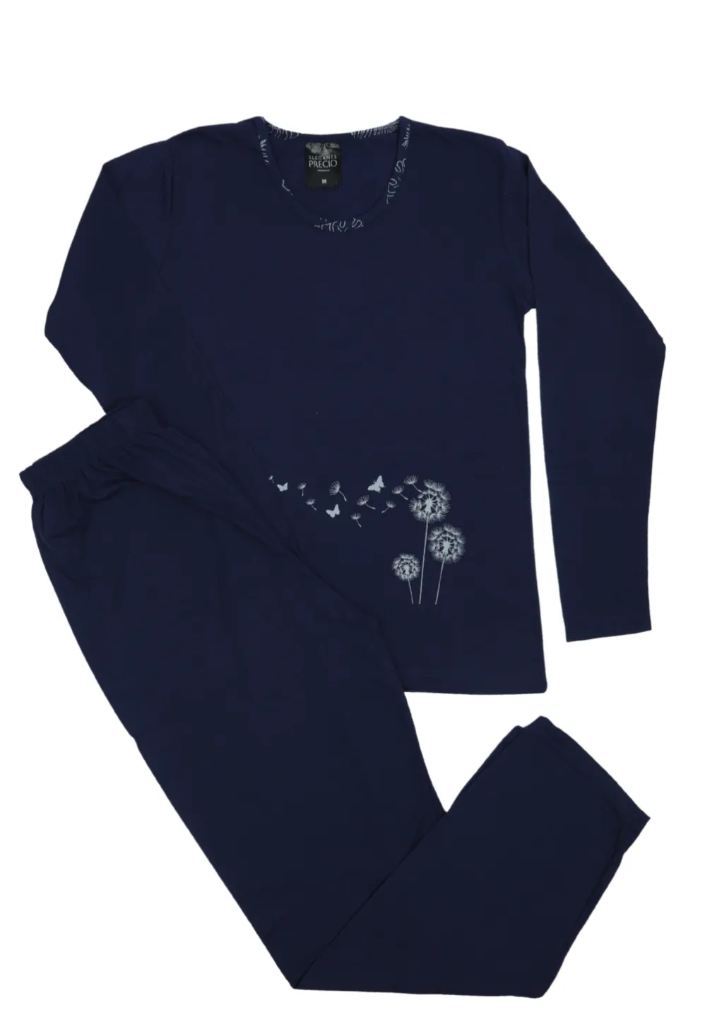 Pijama damă big size din bumbac mânecă lungă și pantaloni lungi - 1