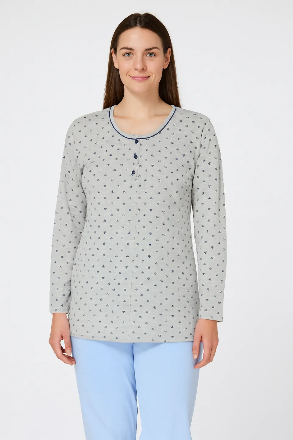 Pijama damă  din bumbac mânecă lungă și pantaloni lungi - 2