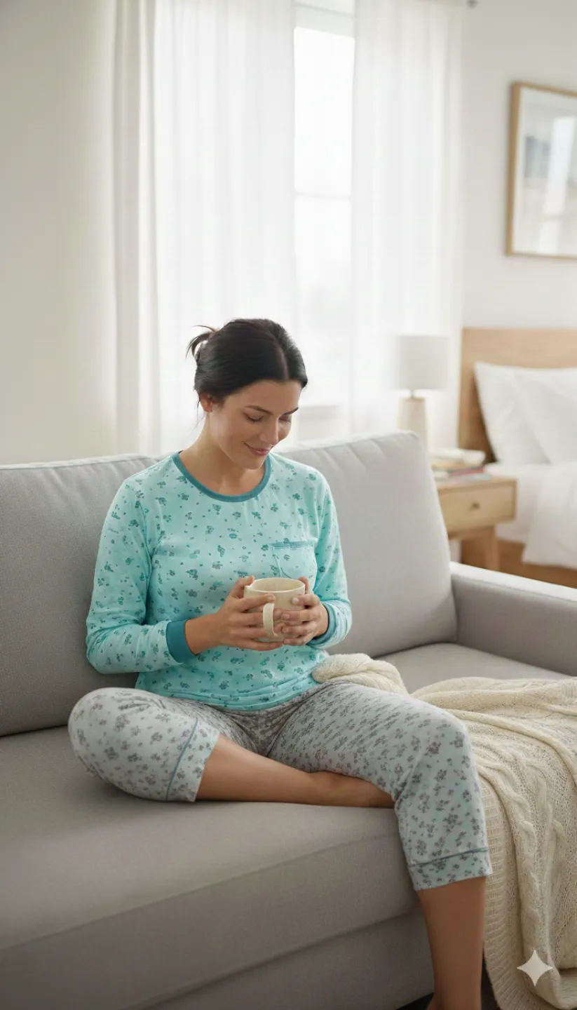 Pijama damă big size din bumbac mânecă lungă și pantaloni lungi K11073 - 1