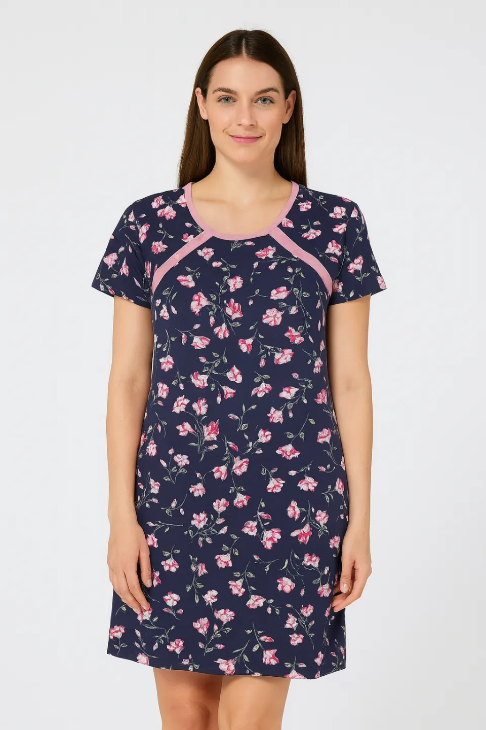 Cămașă pentru alăptat, imprimeu floral, 100% bumbac, - 1