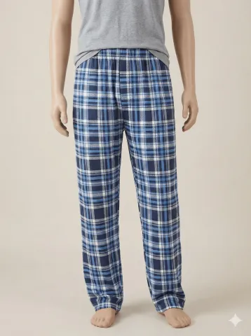 Pantaloni lungi de pijama bărbătești big size cu elastic în talie, albastru