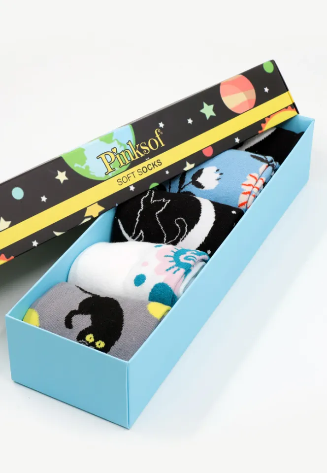 Set 5 Perechi Șosete Damă Serena – Multicolore, cu Imprimeuri Vesele, în Cutie Cadou