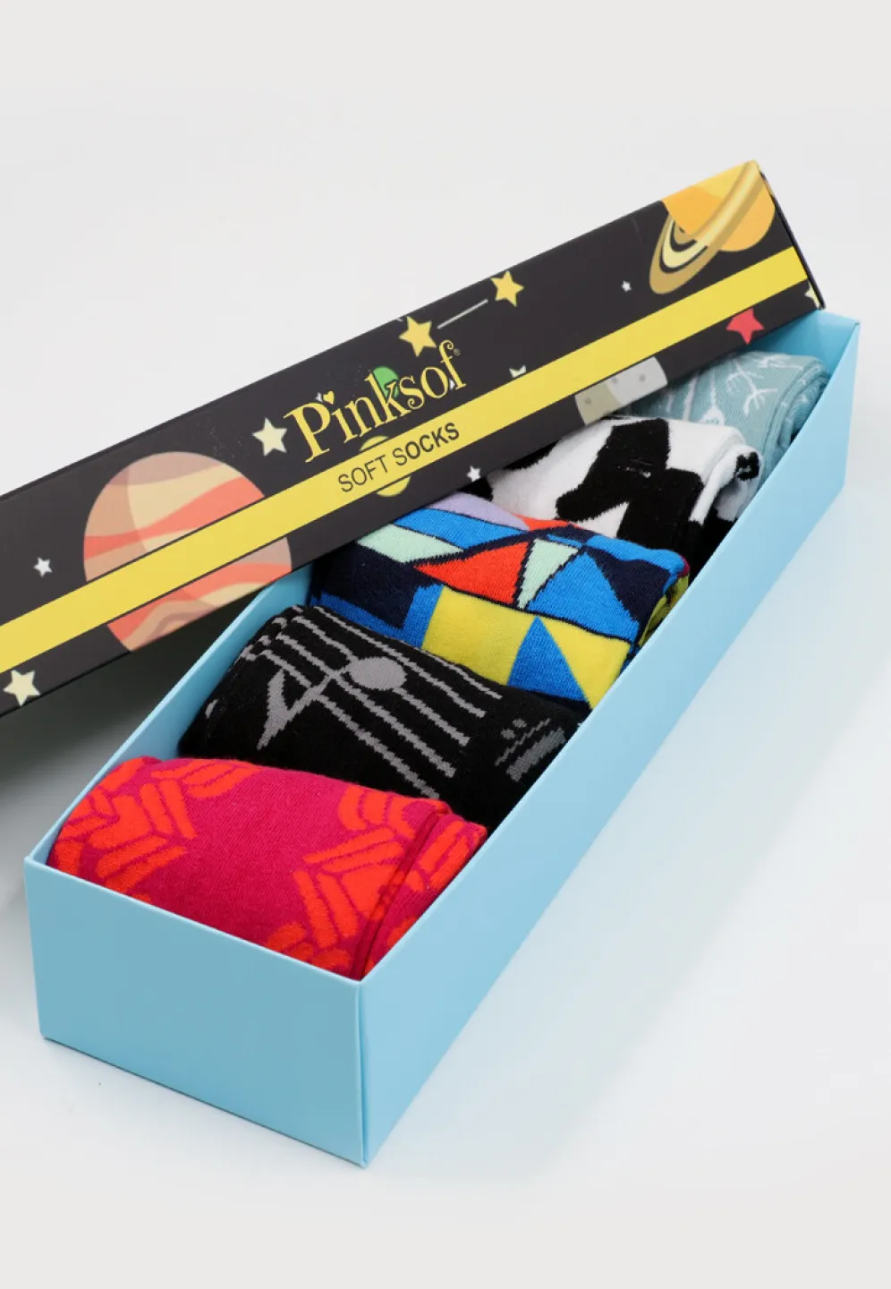 Set 5 Perechi Șosete Unisex Serena – Multicolore, cu Imprimeuri Vesele, în Cutie Cadou - 1