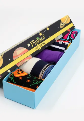 Set 5 Perechi Șosete Unisex Serena – Multicolore, cu Imprimeuri Vesele, în Cutie Cadou