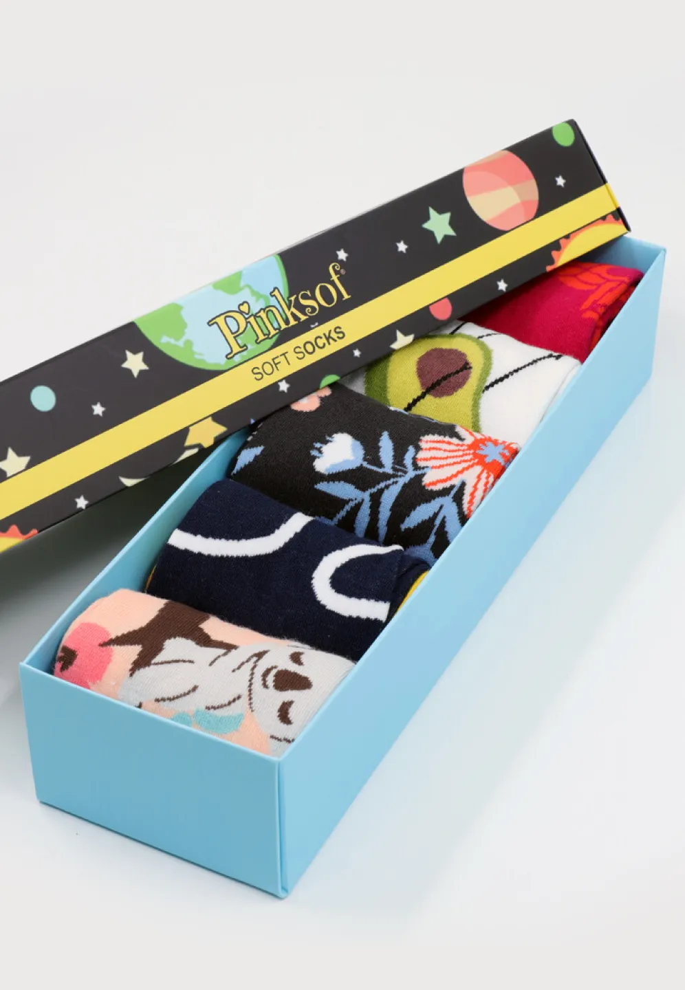 Set 5 Perechi Șosete Unisex Serena – Multicolore, cu Imprimeuri Vesele, în Cutie Cadou - 1