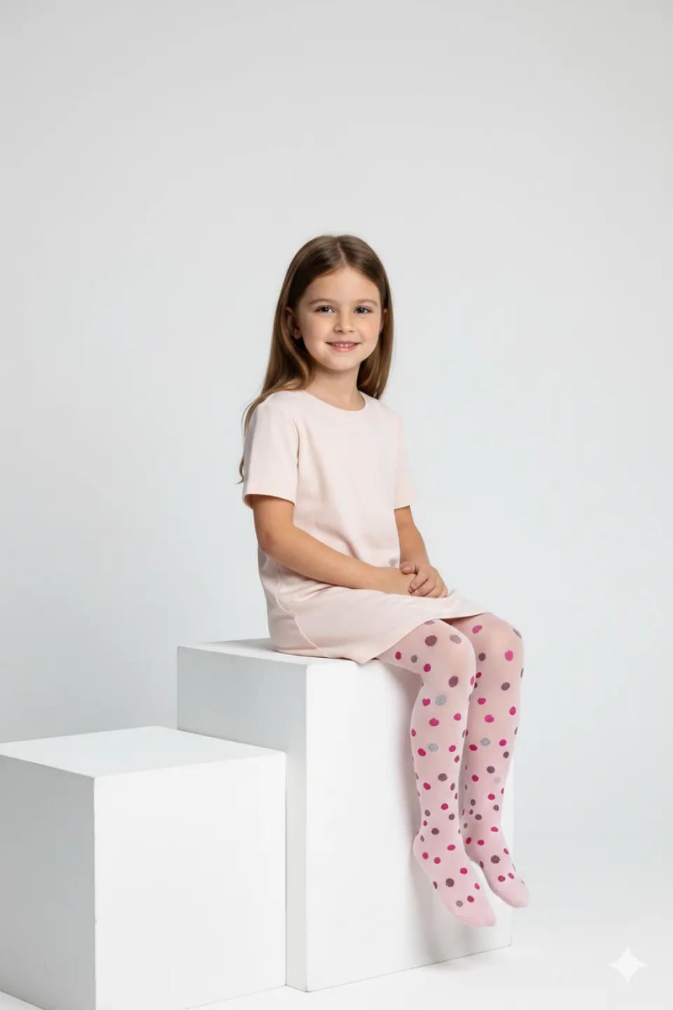 Dres fetițe Penti Young ,,Heart Dot'' 50 Den-mat, opac, roz - 1