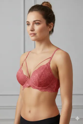 Sutien damă Serena- cu burete, fără push-up, culoare coral
