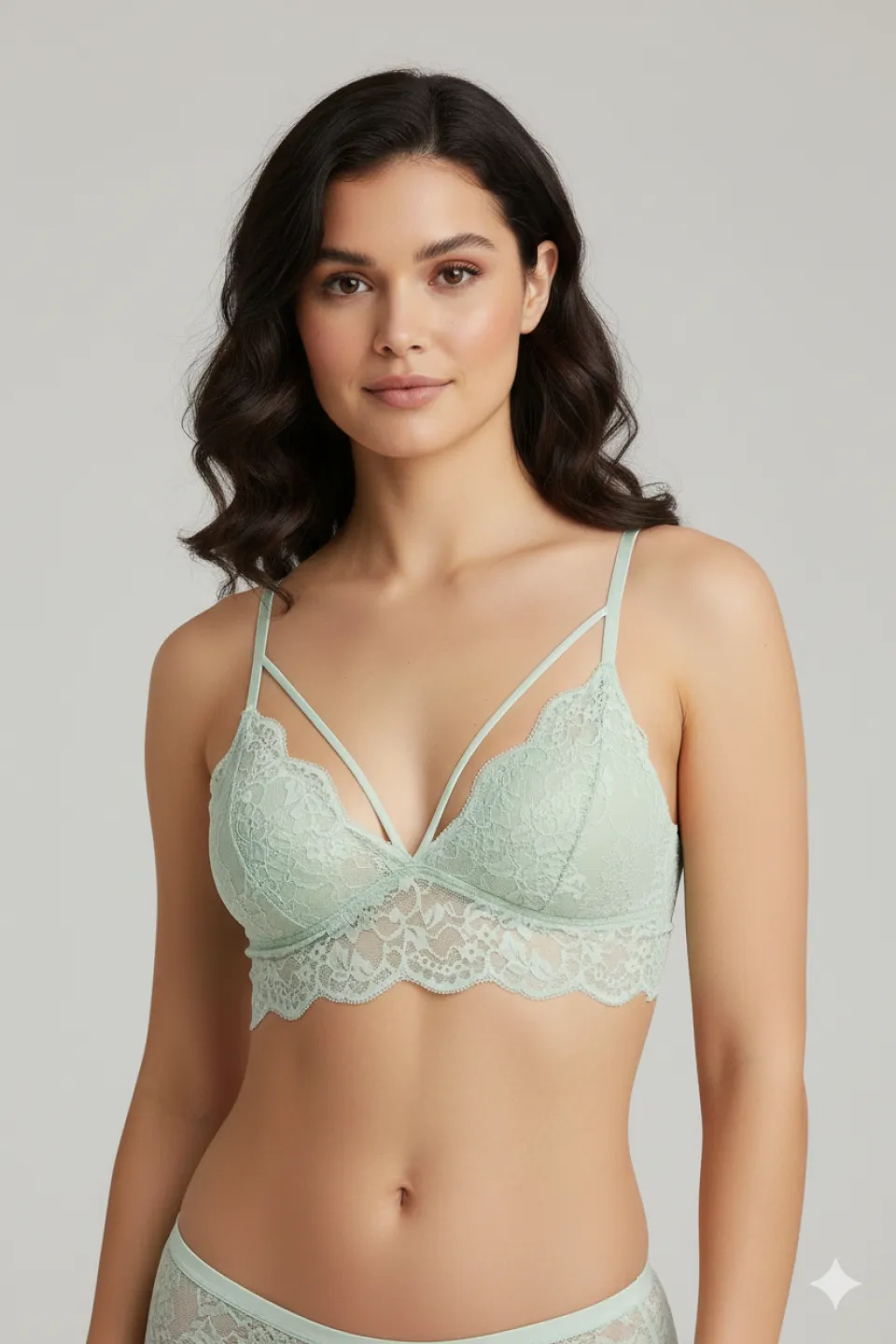 Sutien damă Serena cu burete, fără push-up, culoare verde - 1