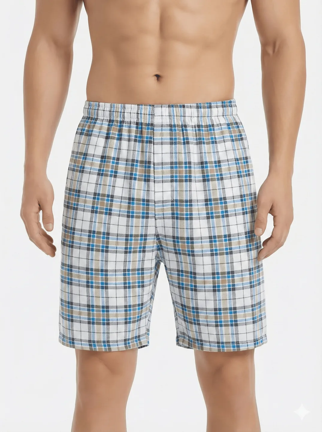 Short de pijama bărbați carouri, bumbac - 1