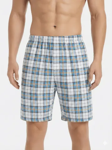 Short de pijama bărbați carouri, bumbac