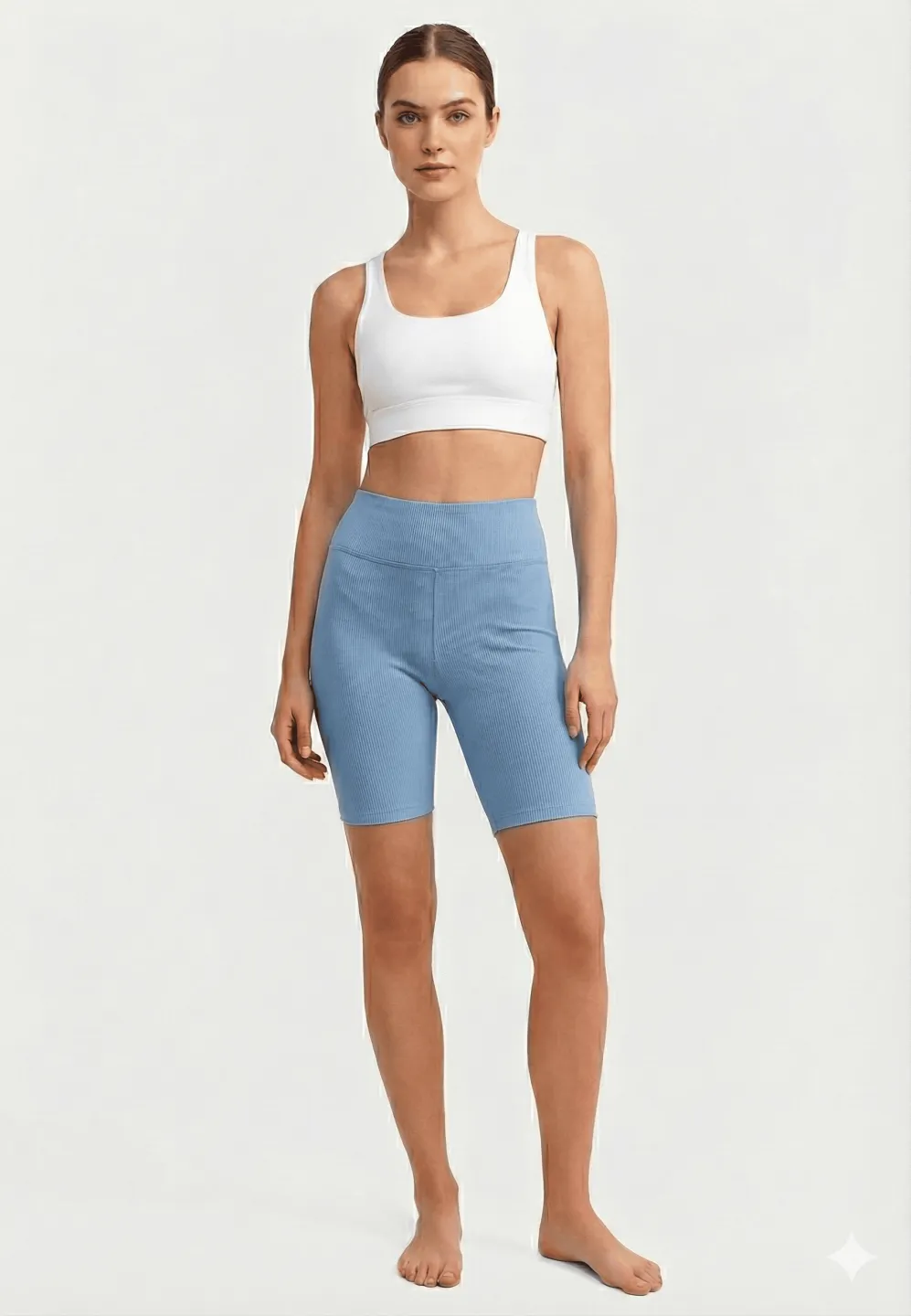 Colanți damă scurți si elastici cu talie înaltă- culoare albastru - 1