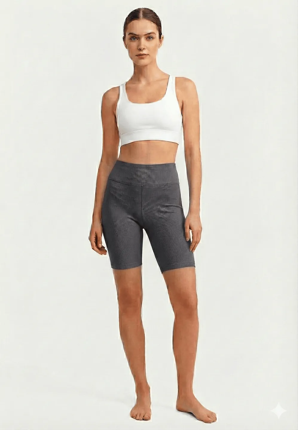 Colanți damă scurți si elastici cu talie înaltă- culoare gri antracit - 1