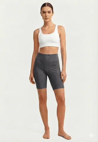 Colanți damă scurți si elastici cu talie înaltă- culoare gri antracit