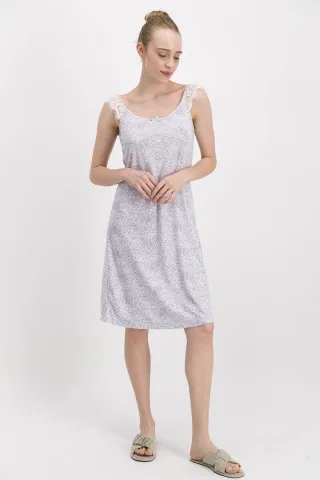 Rochie damă Arnetta alb-albastru cu imprimeu floral