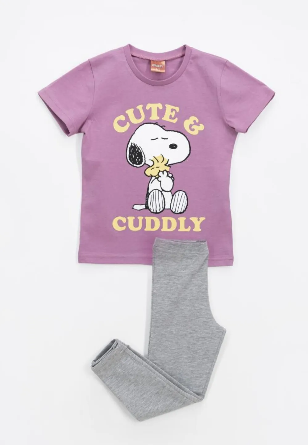 Pijama fetițe mov cu imprimeu „Cute &amp; Cuddly” – bumbac 100% - 1