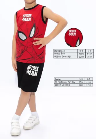 Pijama băieți Spiderman – maiou roșu și pantaloni 3/4 negri
