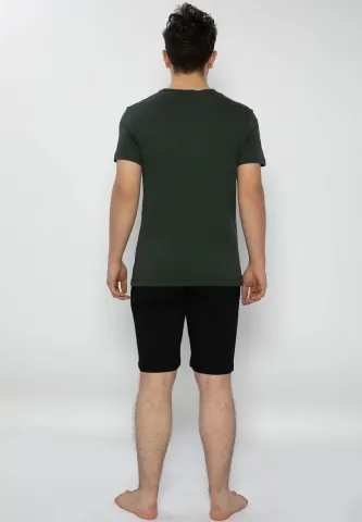 Pijama bărbați kaki-negru – bumbac &amp; modal hover