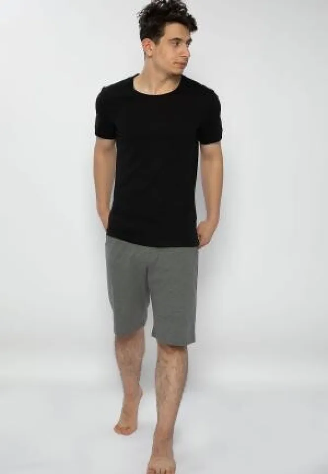 Pijama bărbați negru-gri – bumbac &amp; modal