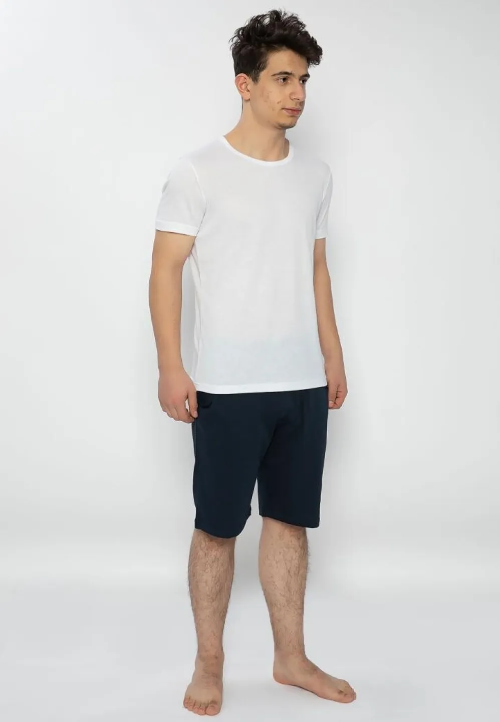 Pijama bărbați alb-bleumarin – bumbac &amp; modal - 2