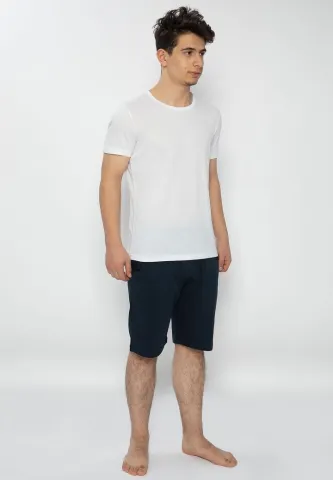 Pijama bărbați alb-bleumarin – bumbac &amp; modal hover