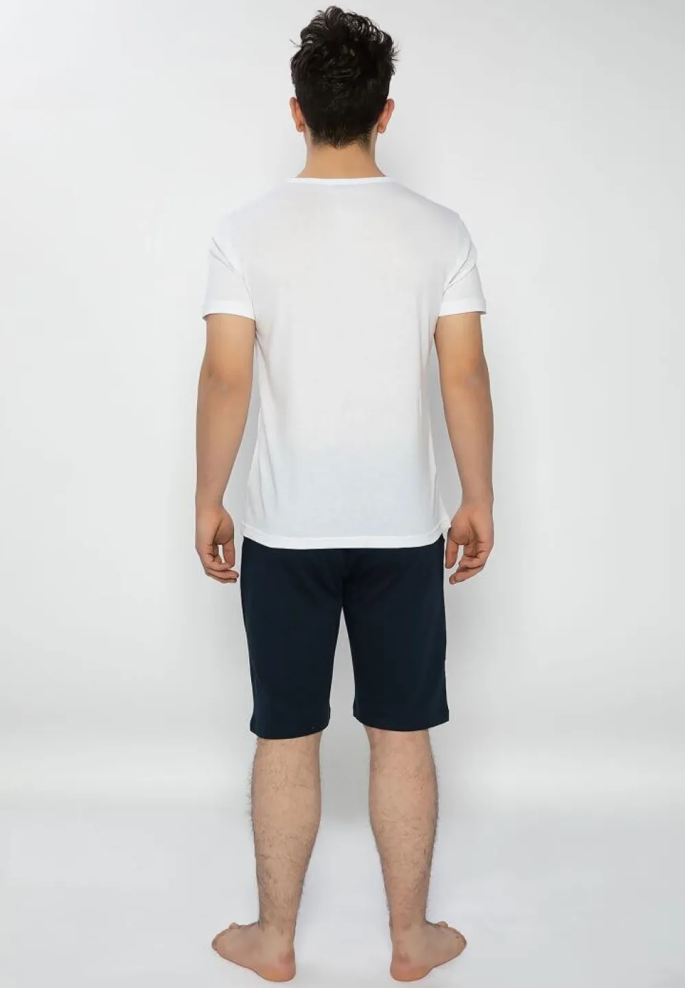 Pijama bărbați alb-bleumarin – bumbac &amp; modal - 3