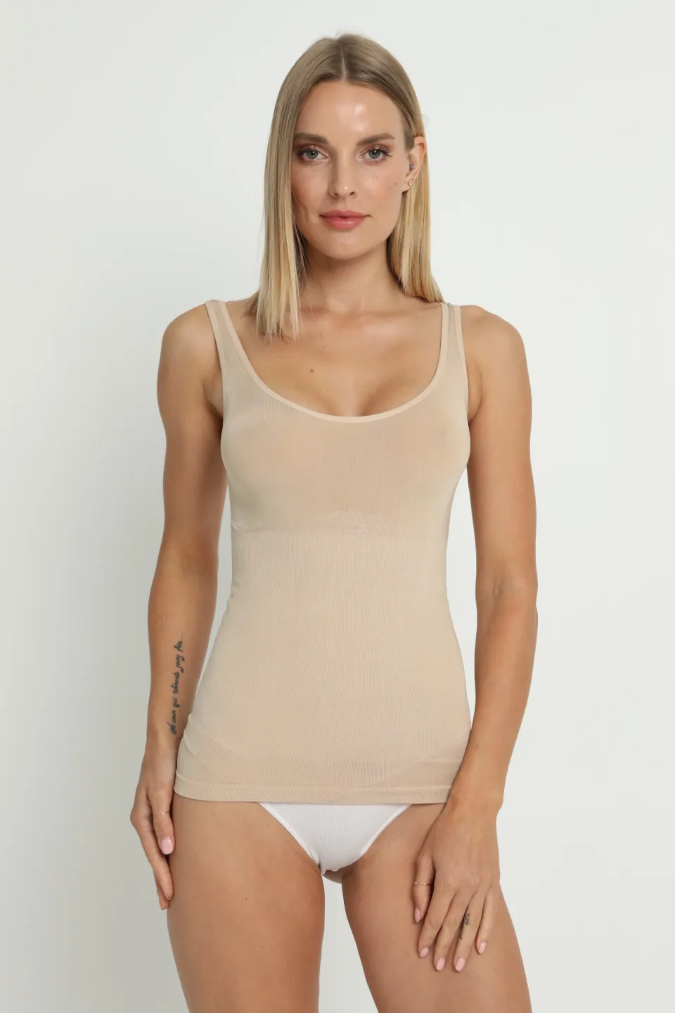 Maiou modelator damă Miss Fit – bej, cu bretele groase - 3