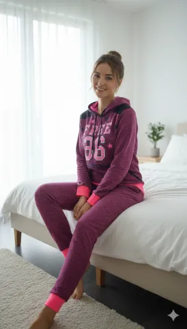 Trening damă visiniu cu glugă și imprimeu „FREE 36 CALIFORNIA”, bumbac 100% – toamnă/primăvară hover