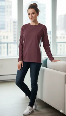 Bluză damă Vienetta mov cu mânecă lungă și imprimeu „Be Relax”