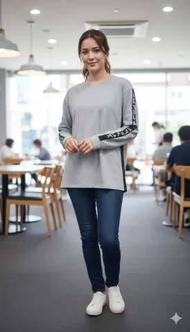 Bluză damă Vienetta gri deschis cu mânecă lungă și imprimeu „Be Relax”