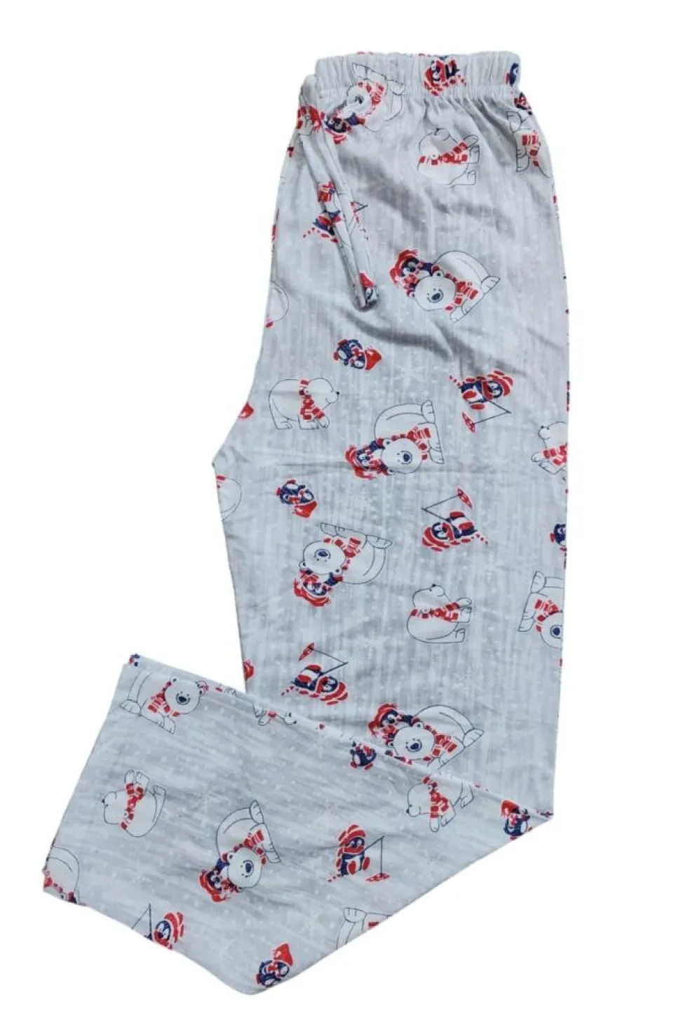 Pantaloni lungi damă de Crăciun gri cu model pinguini – 100% bumbac - 2