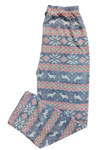 Pantaloni lungi damă de Crăciun colorați cu model reni – 100% bumbac hover