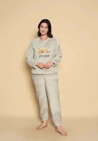 Pijama damă „Cocolino” albă cu imprimeu „LITTLE BEAR” – 100% poliester