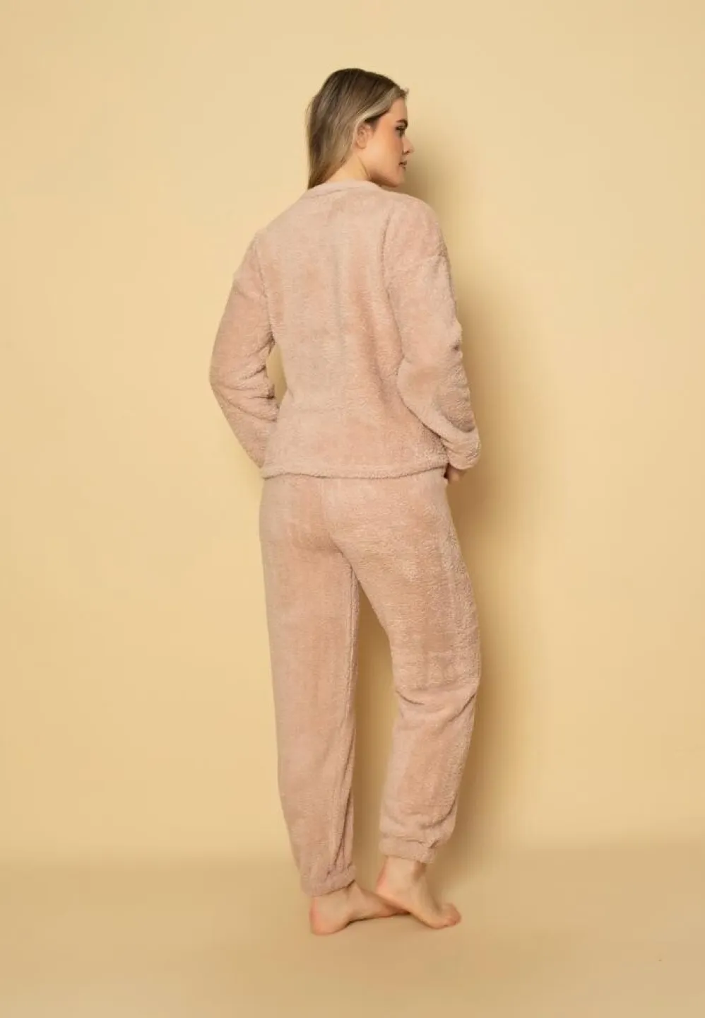 Pijama damă „COCOLINO” crem cu imprimeu nori și steluțe - 3